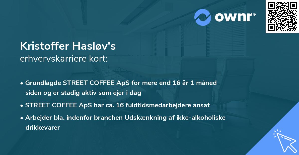 Kristoffer Hasløv's erhvervskarriere kort