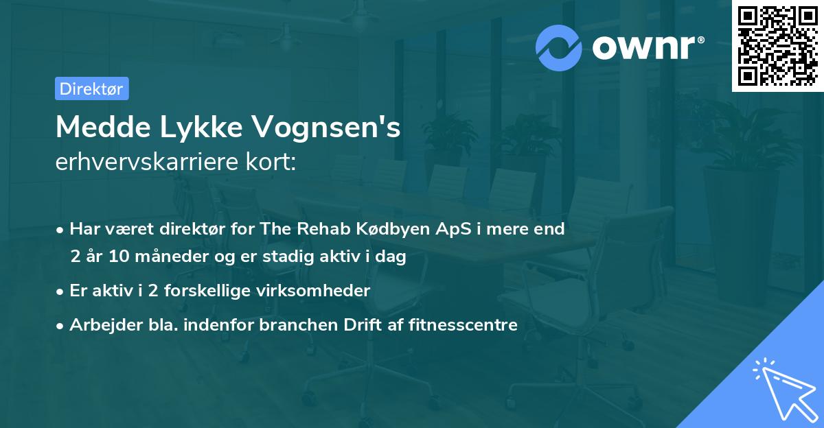 Medde Lykke Vognsen's erhvervskarriere kort