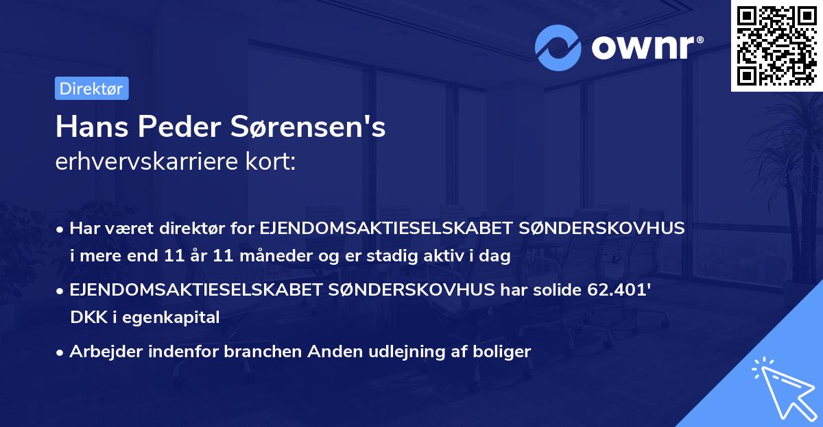 Hans Peder Sørensen's erhvervskarriere kort