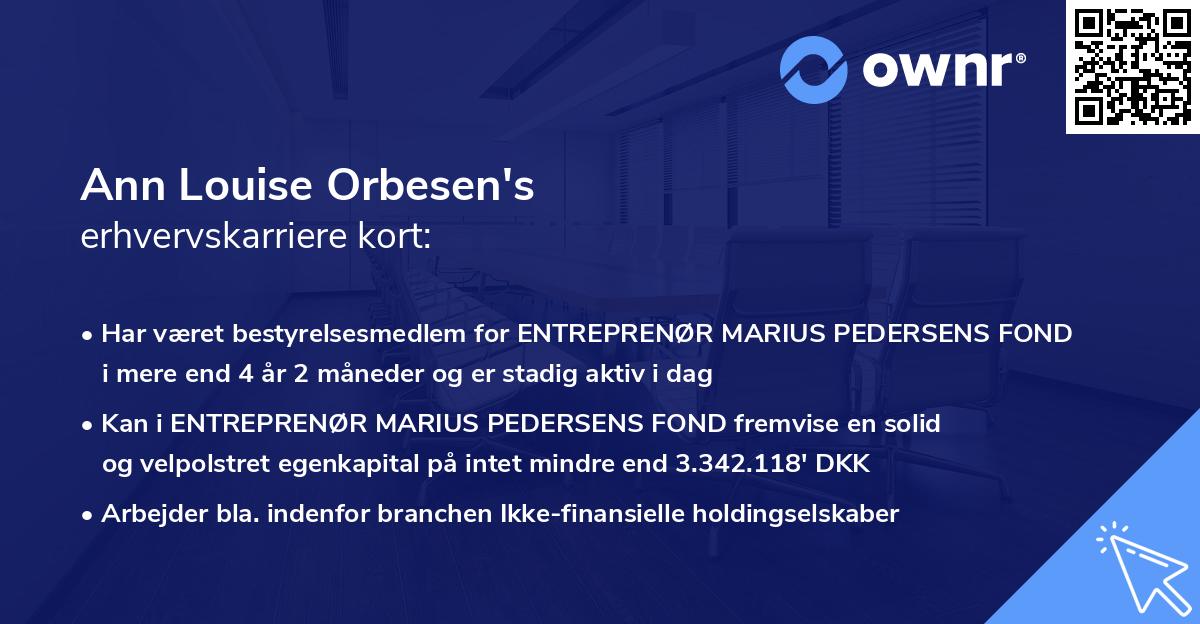 Ann Louise Orbesen's erhvervskarriere kort