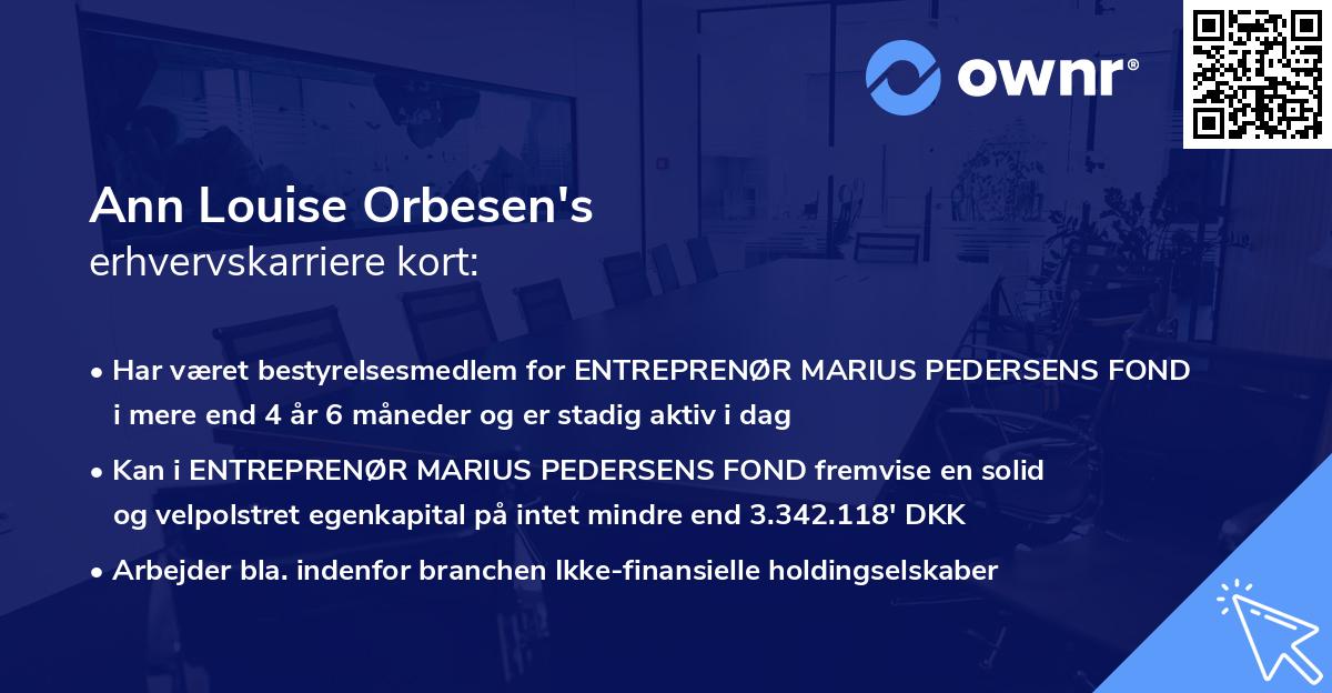 Ann Louise Orbesen's erhvervskarriere kort