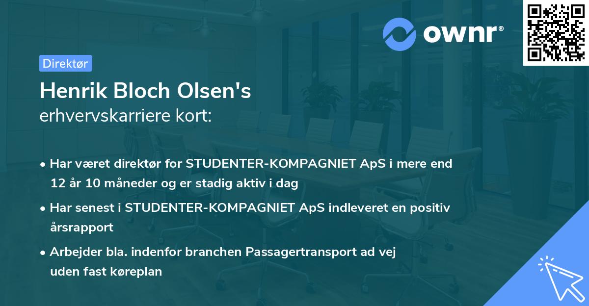 Henrik Bloch Olsen's erhvervskarriere kort