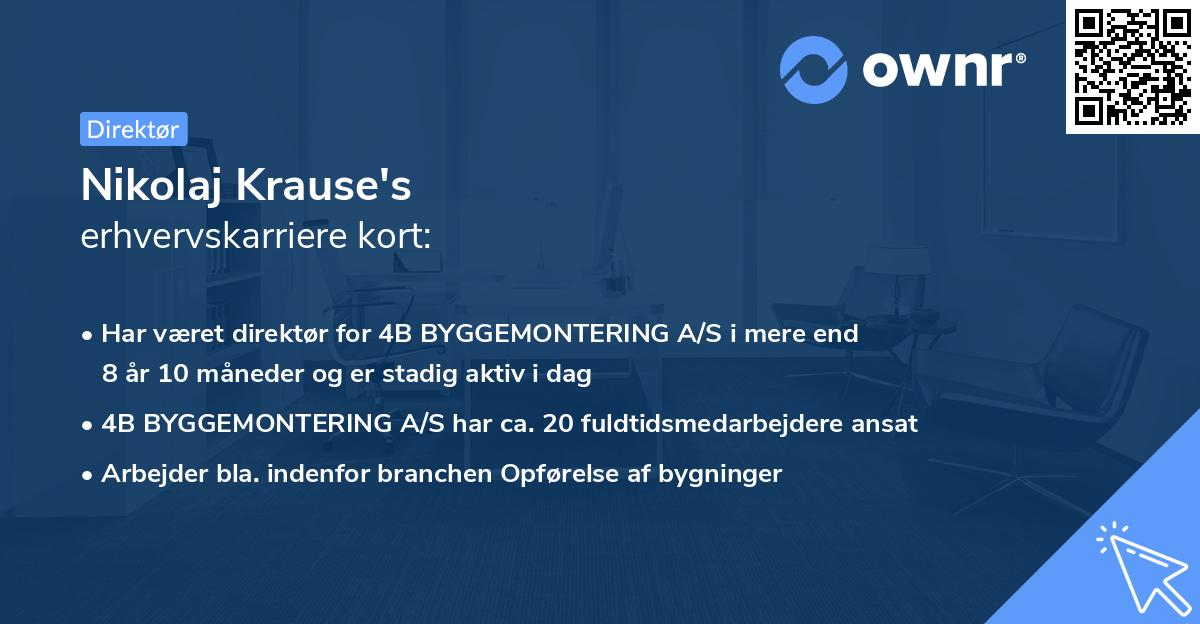 Nikolaj Krause's erhvervskarriere kort