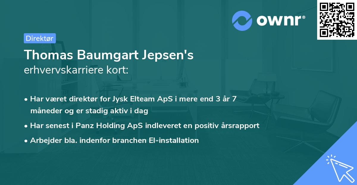 Thomas Baumgart Jepsen's erhvervskarriere kort