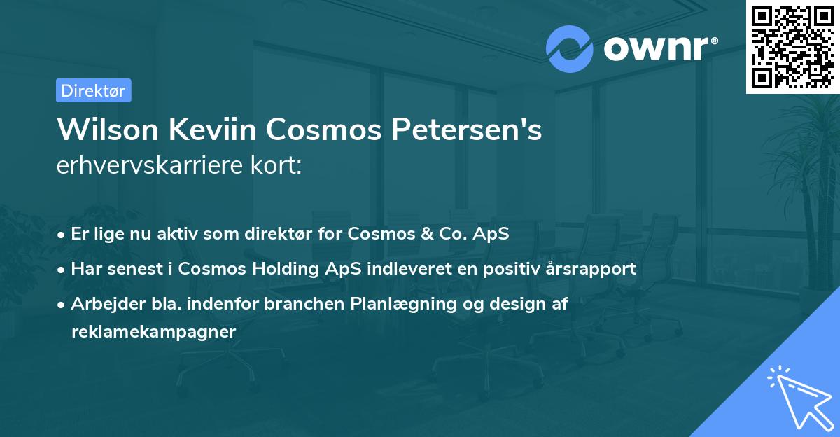 Wilson Keviin Cosmos Petersen's erhvervskarriere kort