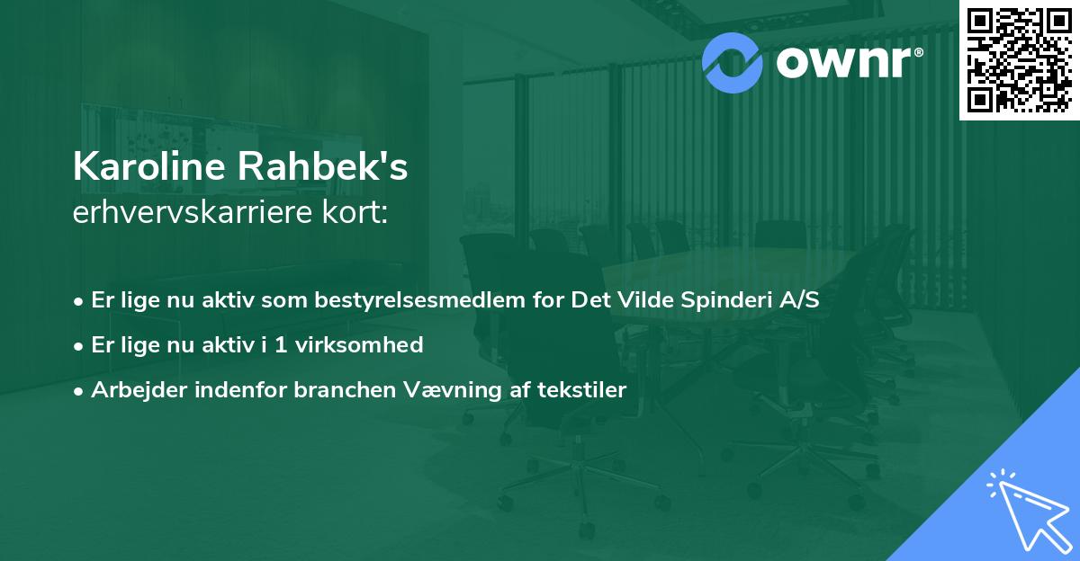 Karoline Rahbek's erhvervskarriere kort