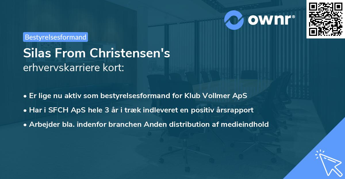 Silas From Christensen's erhvervskarriere kort