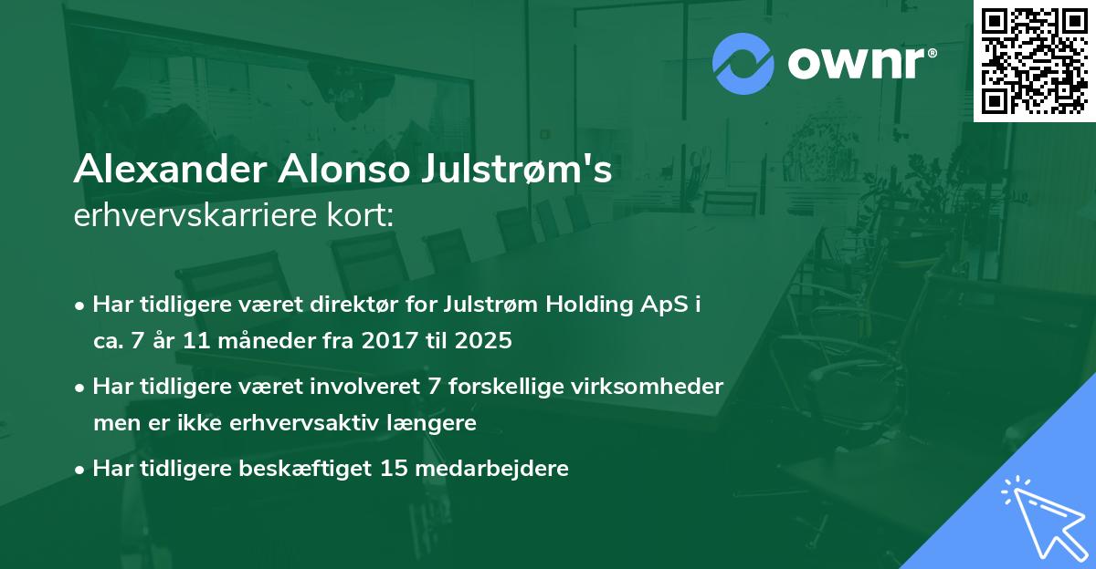 Alexander Alonso Julstrøm's erhvervskarriere kort