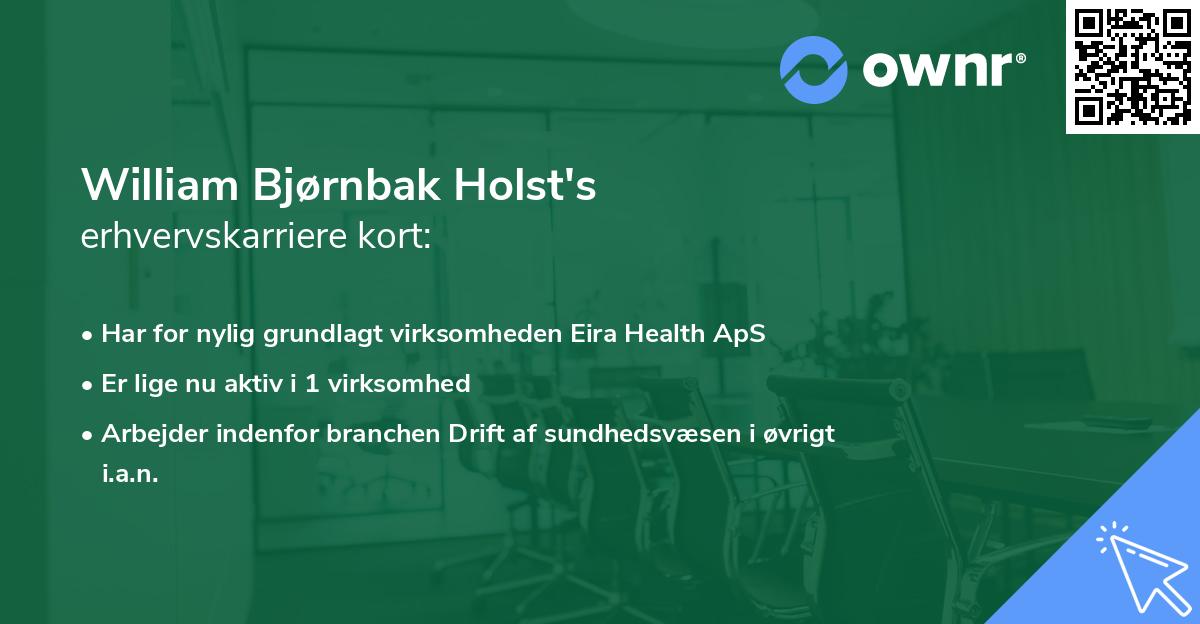 William Bjørnbak Holst's erhvervskarriere kort
