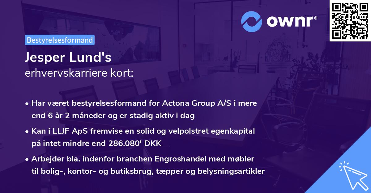 Jesper Lund's erhvervskarriere kort