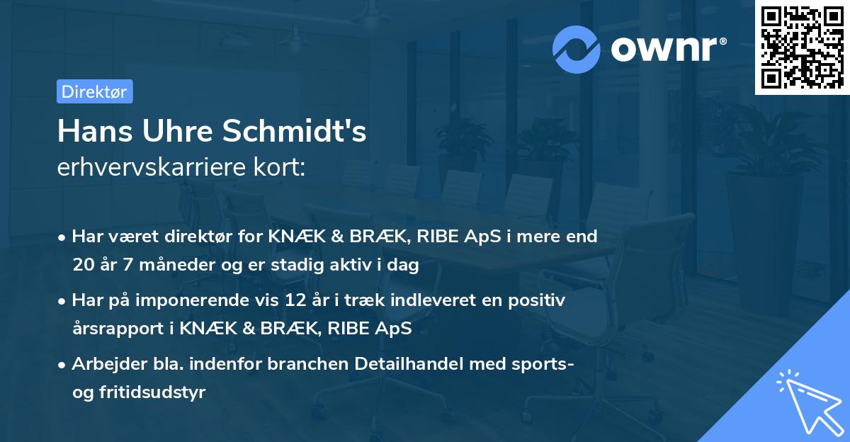 Hans Uhre Schmidt's erhvervskarriere kort