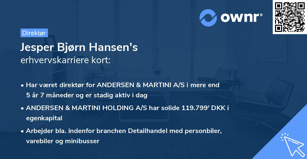 Jesper Bjørn Hansen's erhvervskarriere kort