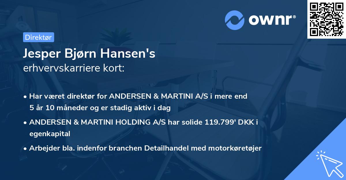 Jesper Bjørn Hansen's erhvervskarriere kort