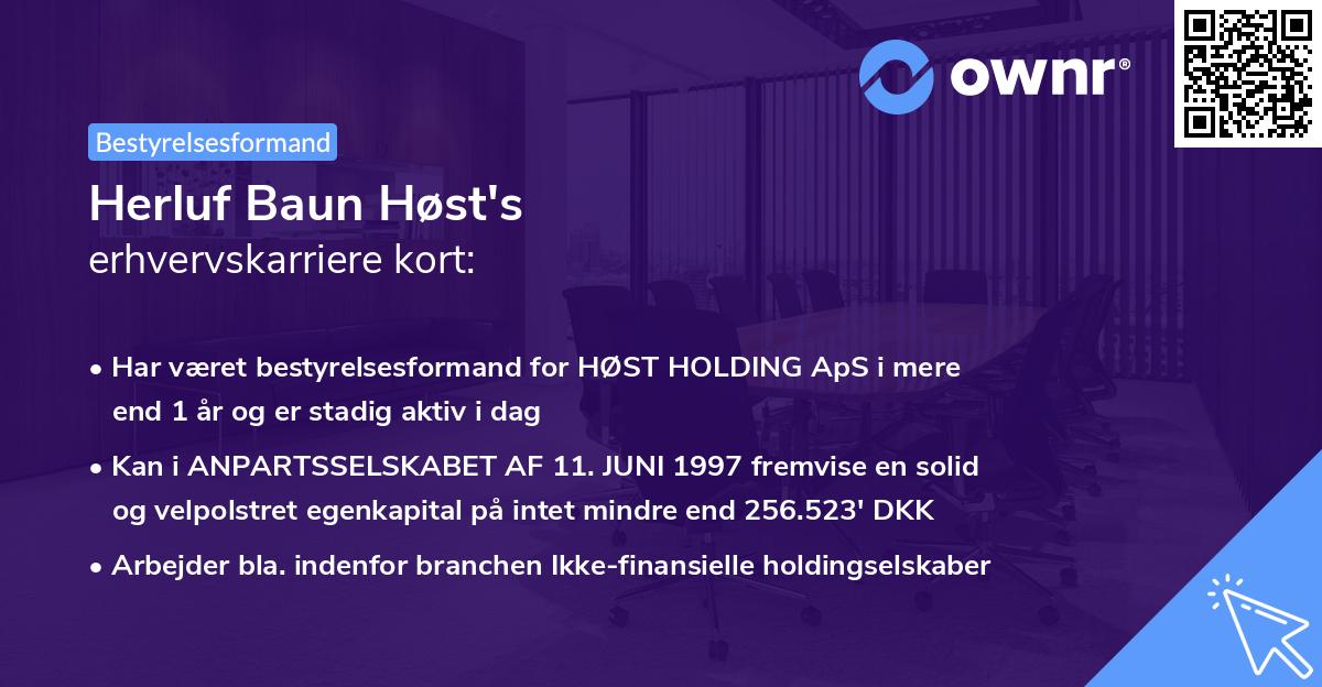 Herluf Baun Høst's erhvervskarriere kort