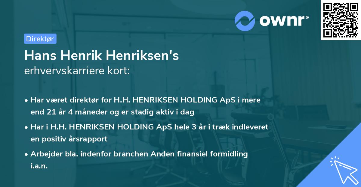 Hans Henrik Henriksen's erhvervskarriere kort