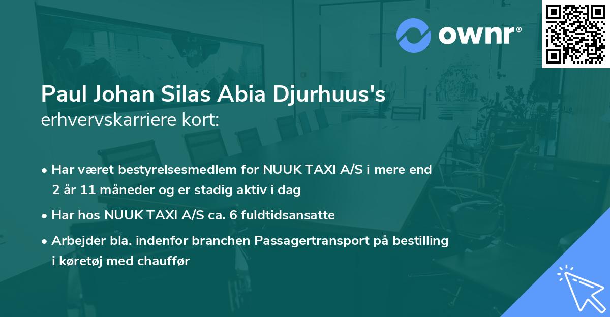 Paul Johan Silas Abia Djurhuus's erhvervskarriere kort