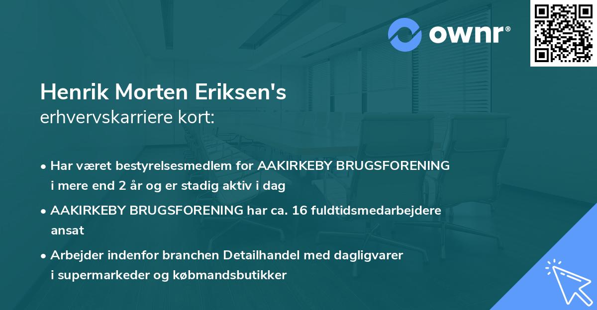 Henrik Morten Eriksen's erhvervskarriere kort