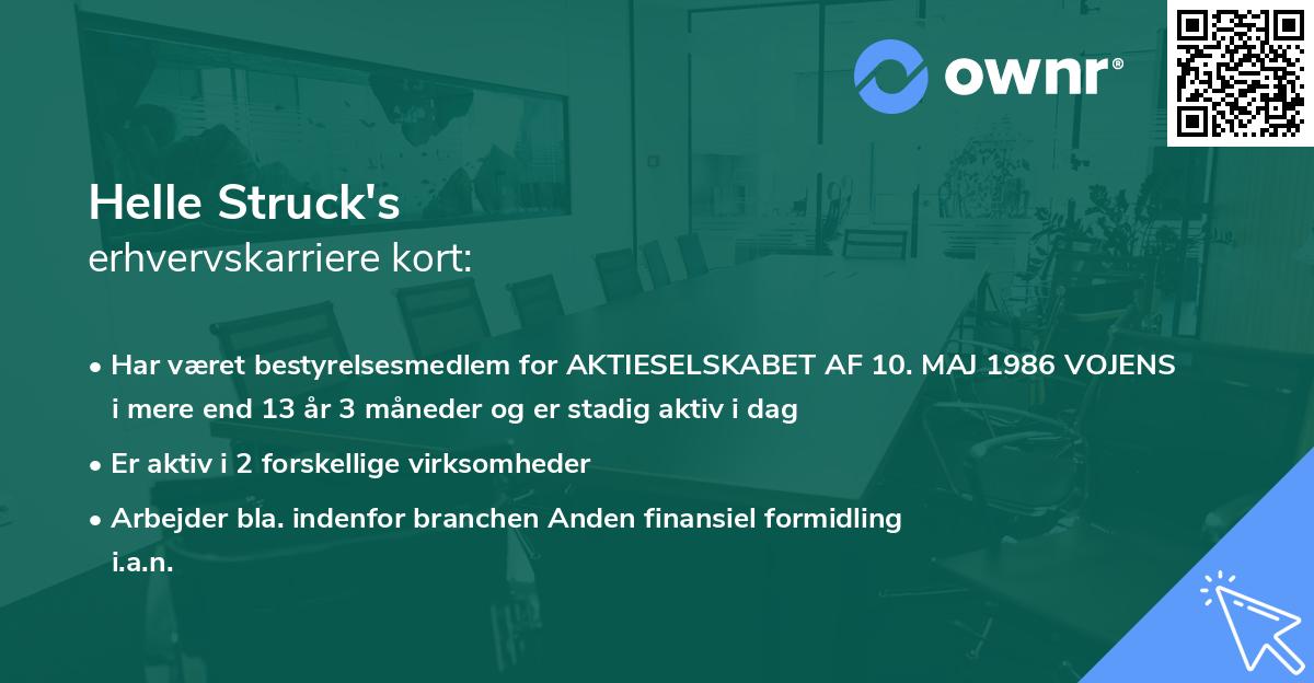 Helle Struck's erhvervskarriere kort