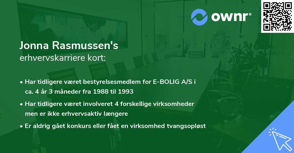 Jonna Rasmussen's erhvervskarriere kort