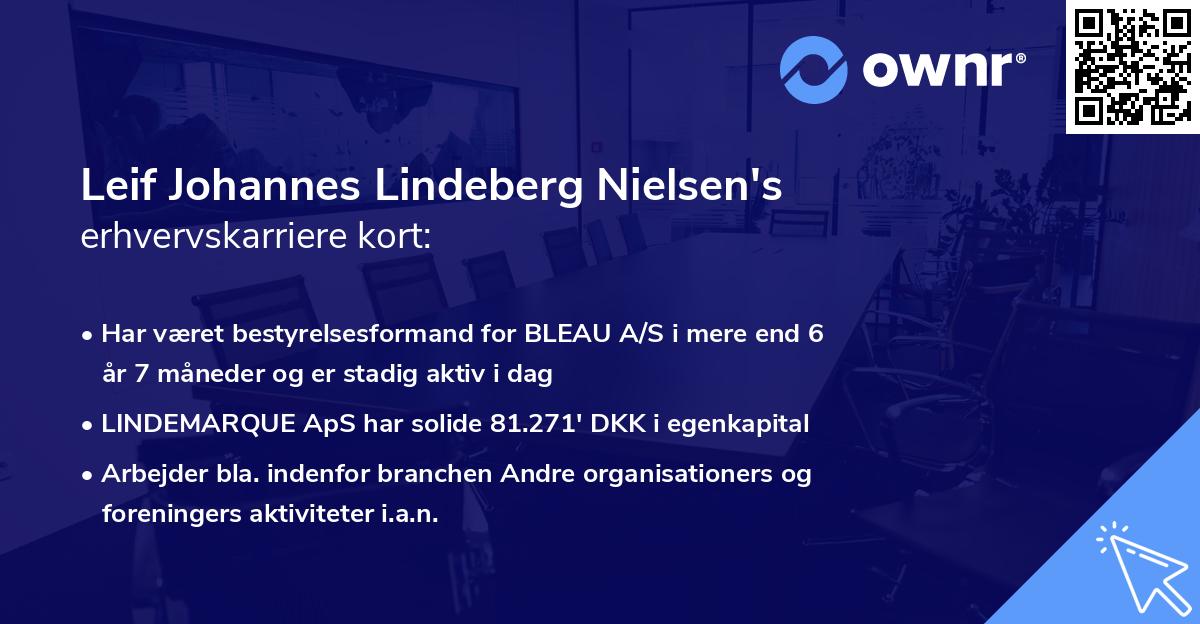 Leif Johannes Lindeberg Nielsen's erhvervskarriere kort