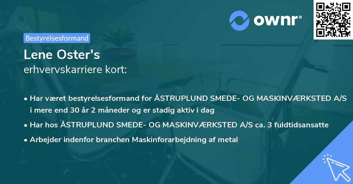 Lene Oster's erhvervskarriere kort