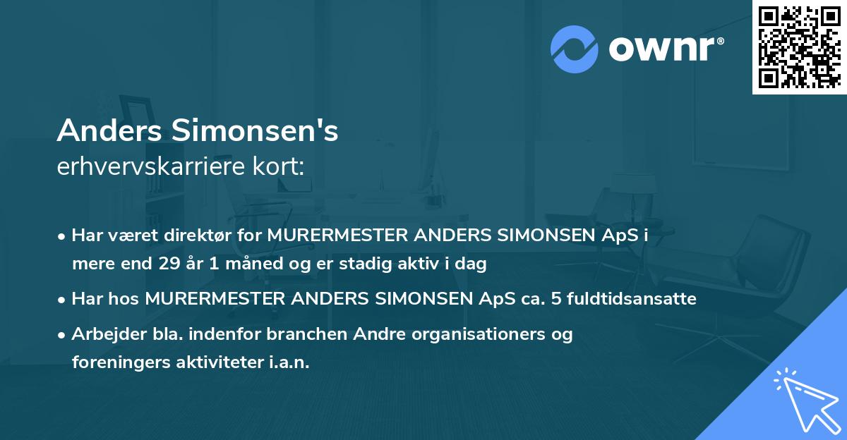 Anders Simonsen's erhvervskarriere kort
