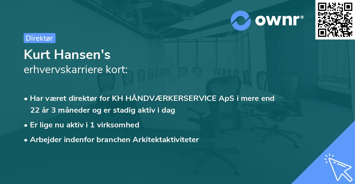 Kurt Hansen's erhvervskarriere kort