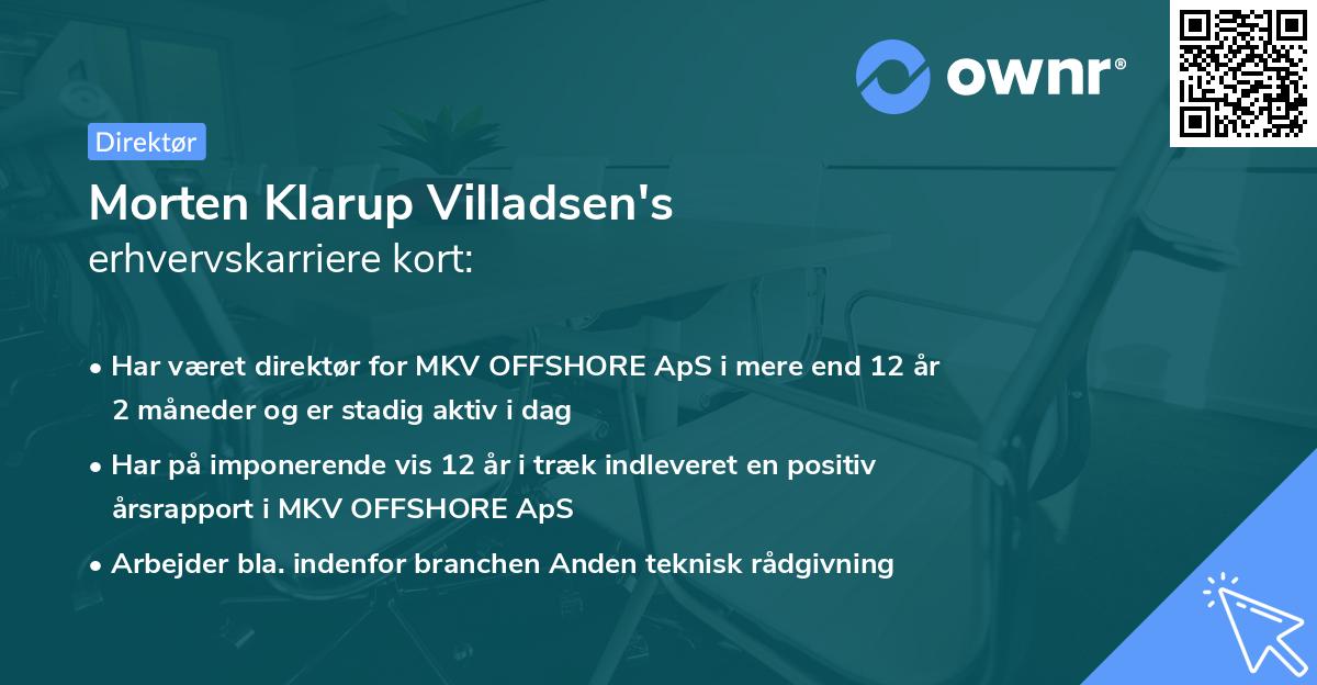 Morten Klarup Villadsen's erhvervskarriere kort
