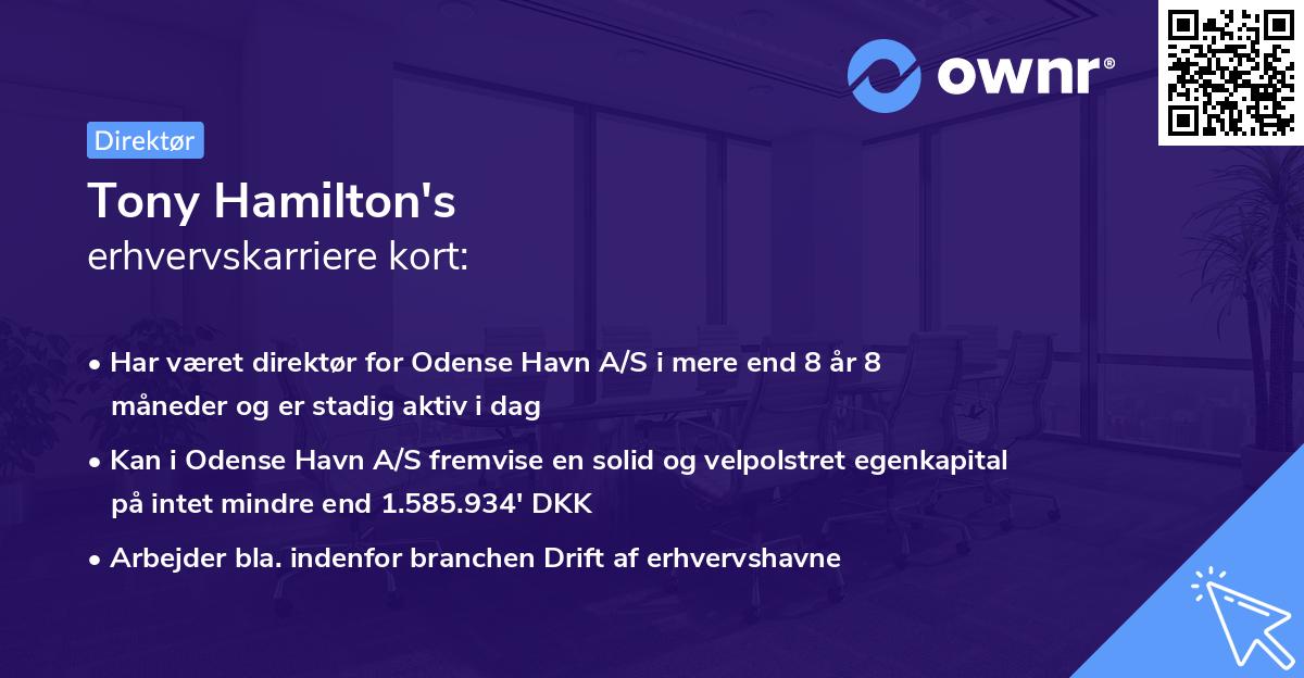 Tony Hamilton's erhvervskarriere kort