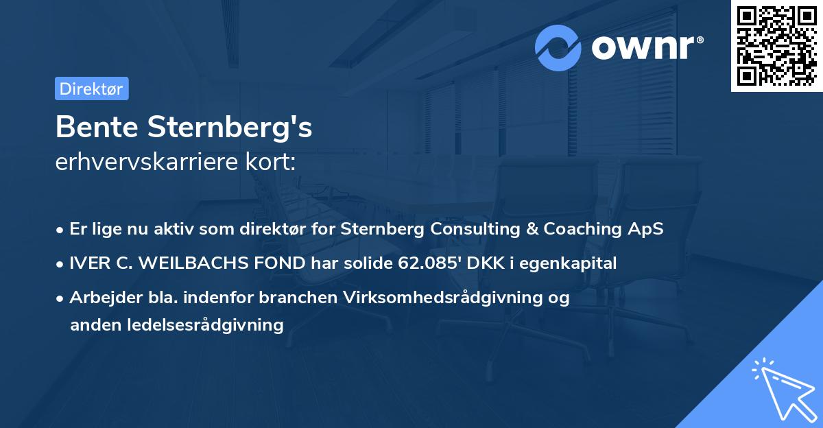 Bente Sternberg's erhvervskarriere kort
