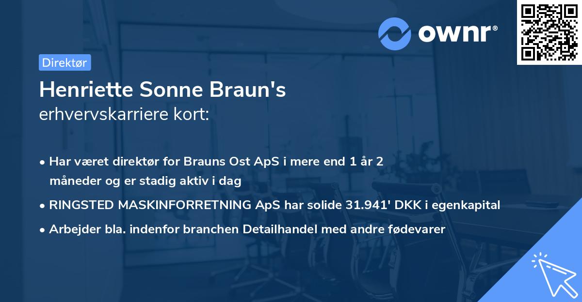 Henriette Sonne Braun's erhvervskarriere kort