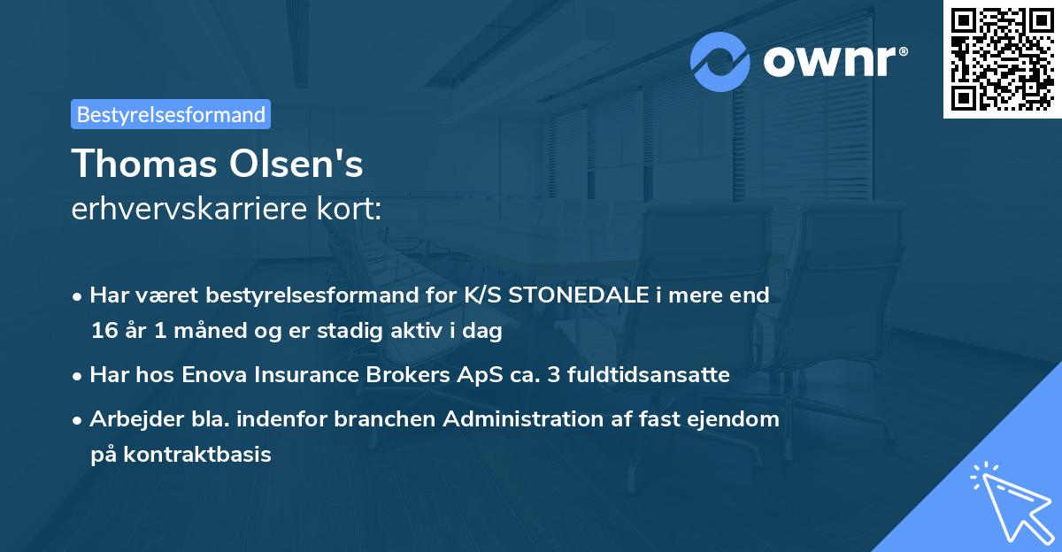 Thomas Olsen's erhvervskarriere kort
