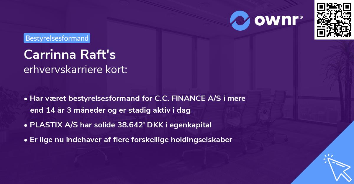 Carrinna Raft's erhvervskarriere kort