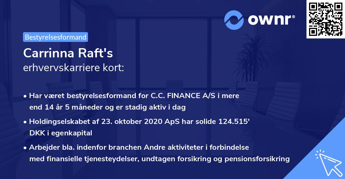 Carrinna Raft's erhvervskarriere kort