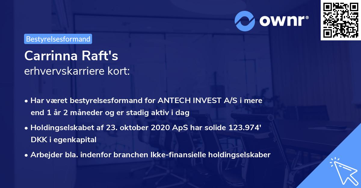 Carrinna Raft's erhvervskarriere kort
