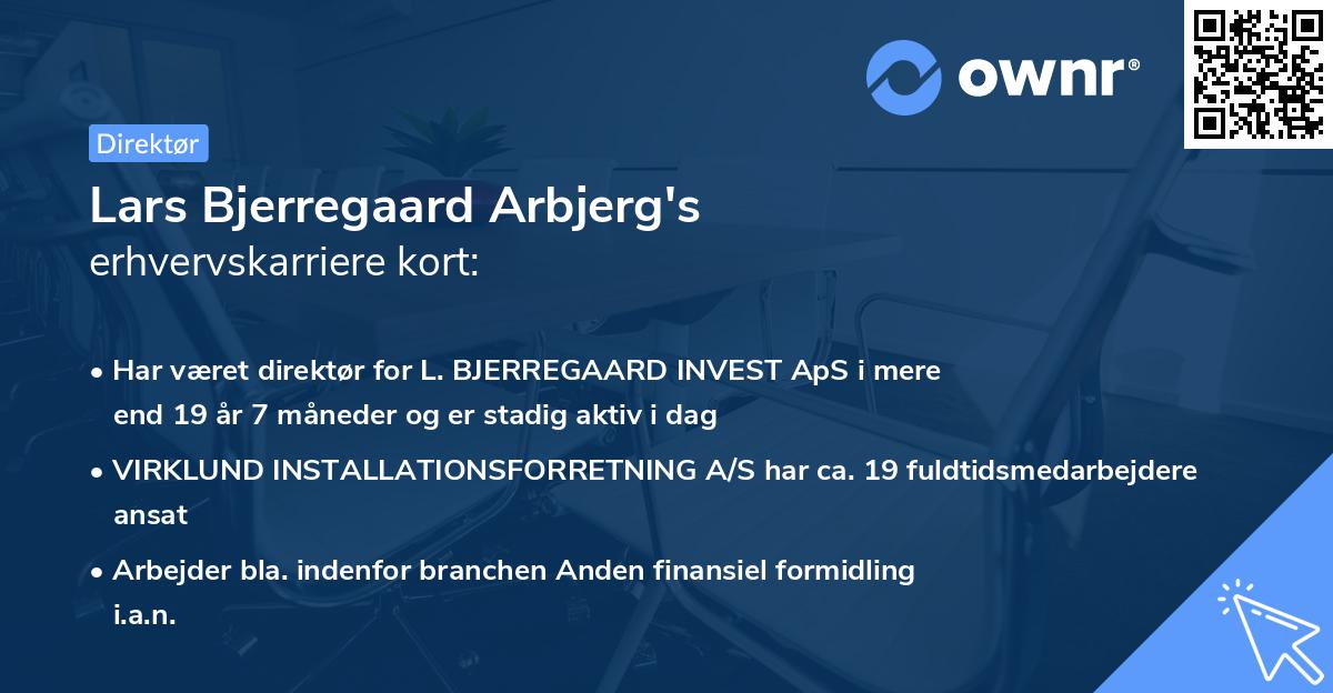 Lars Bjerregaard Arbjerg's erhvervskarriere kort