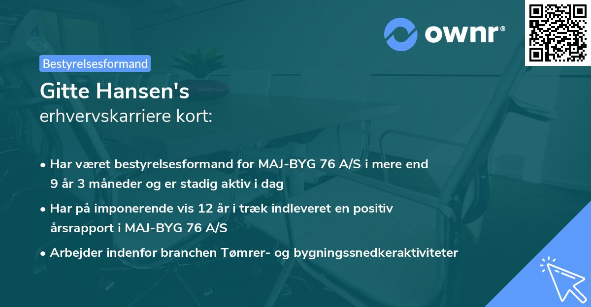 Gitte Hansen's erhvervskarriere kort