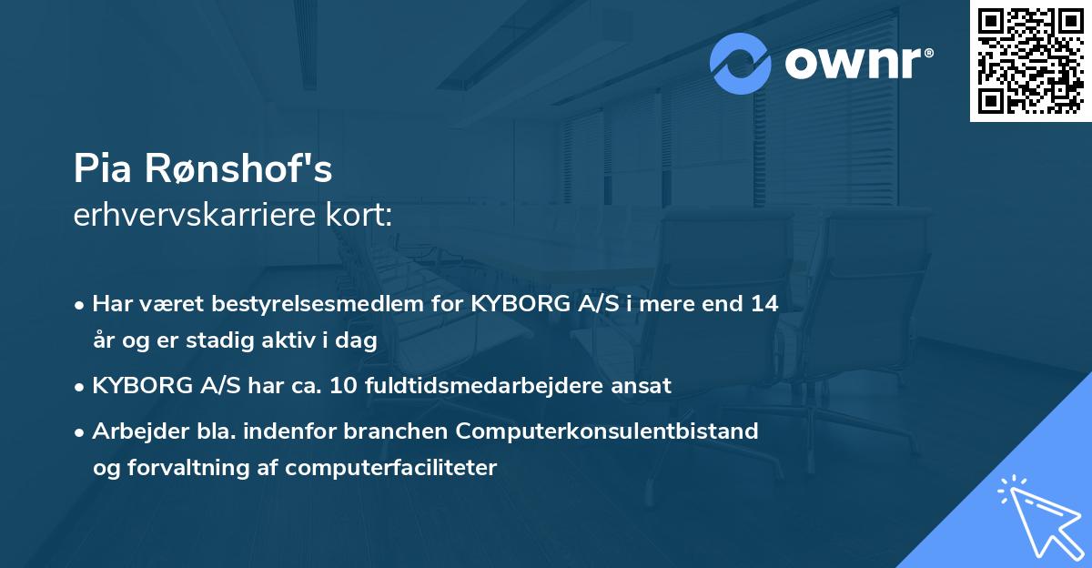 Pia Rønshof's erhvervskarriere kort