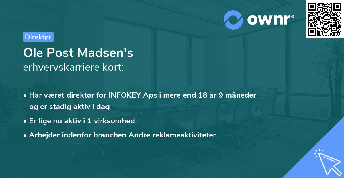 Ole Post Madsen's erhvervskarriere kort