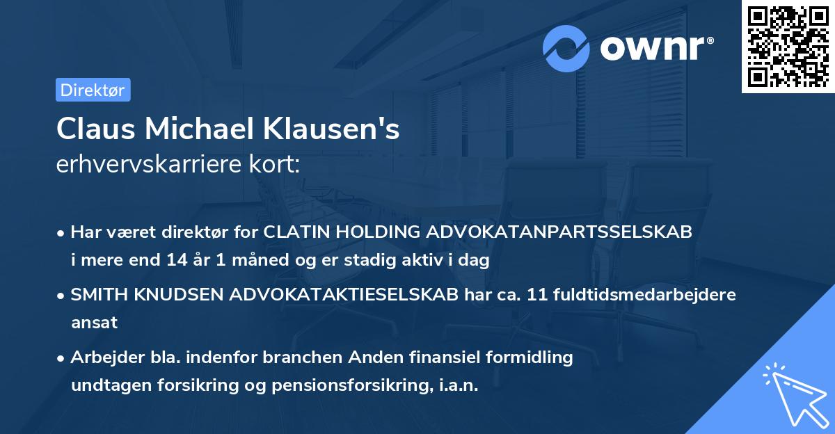 Claus Michael Klausen's erhvervskarriere kort