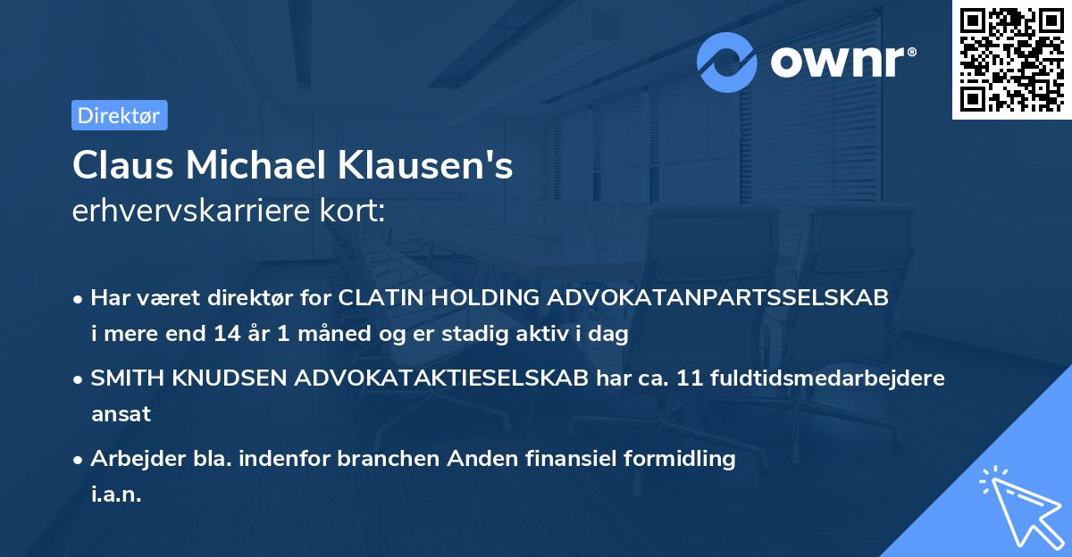 Claus Michael Klausen's erhvervskarriere kort