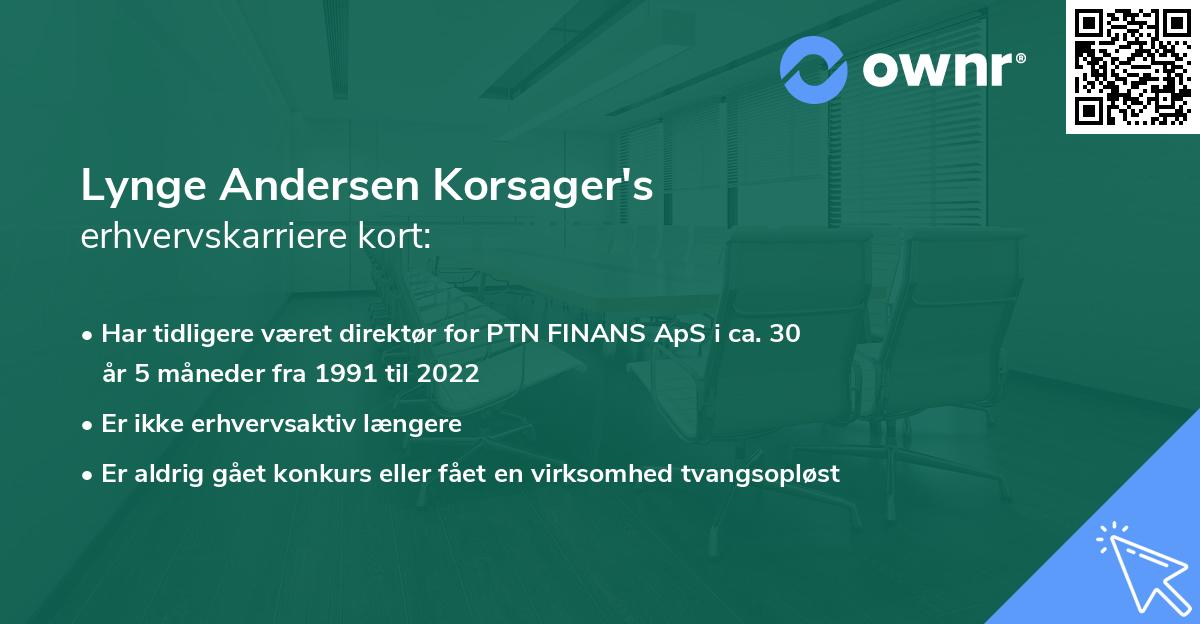 Lynge Andersen Korsager's erhvervskarriere kort