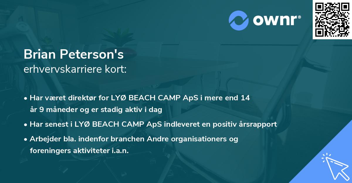 Brian Peterson's erhvervskarriere kort