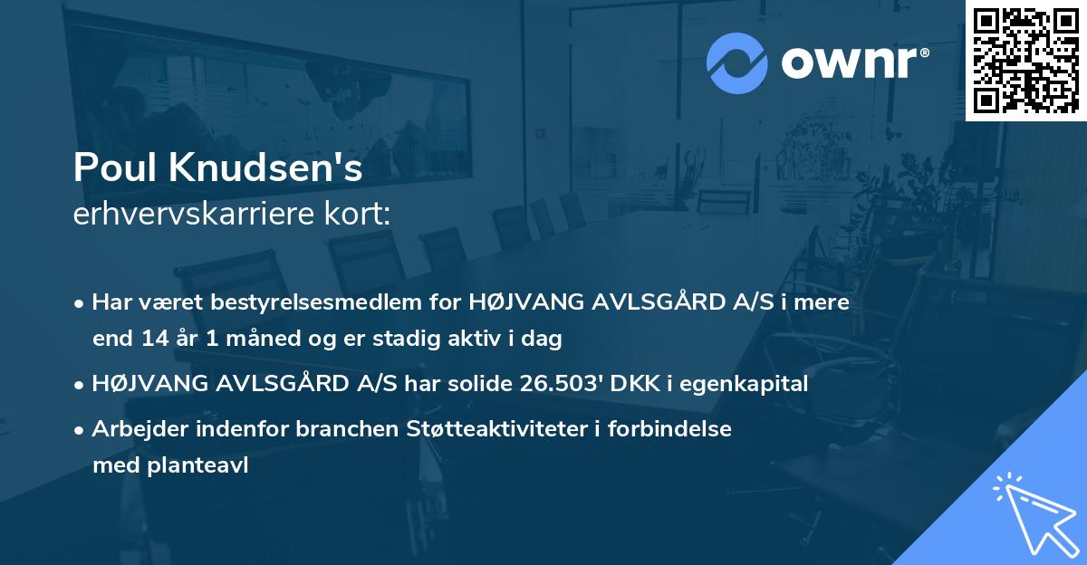 Poul Knudsen's erhvervskarriere kort