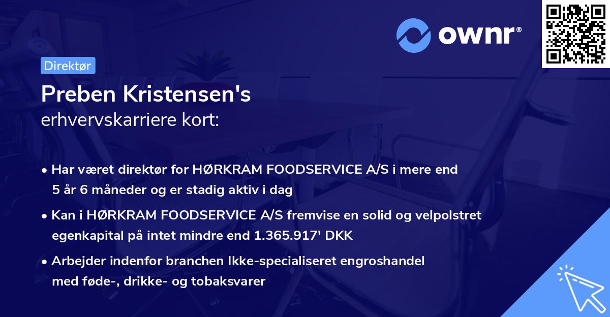 Preben Kristensen's erhvervskarriere kort