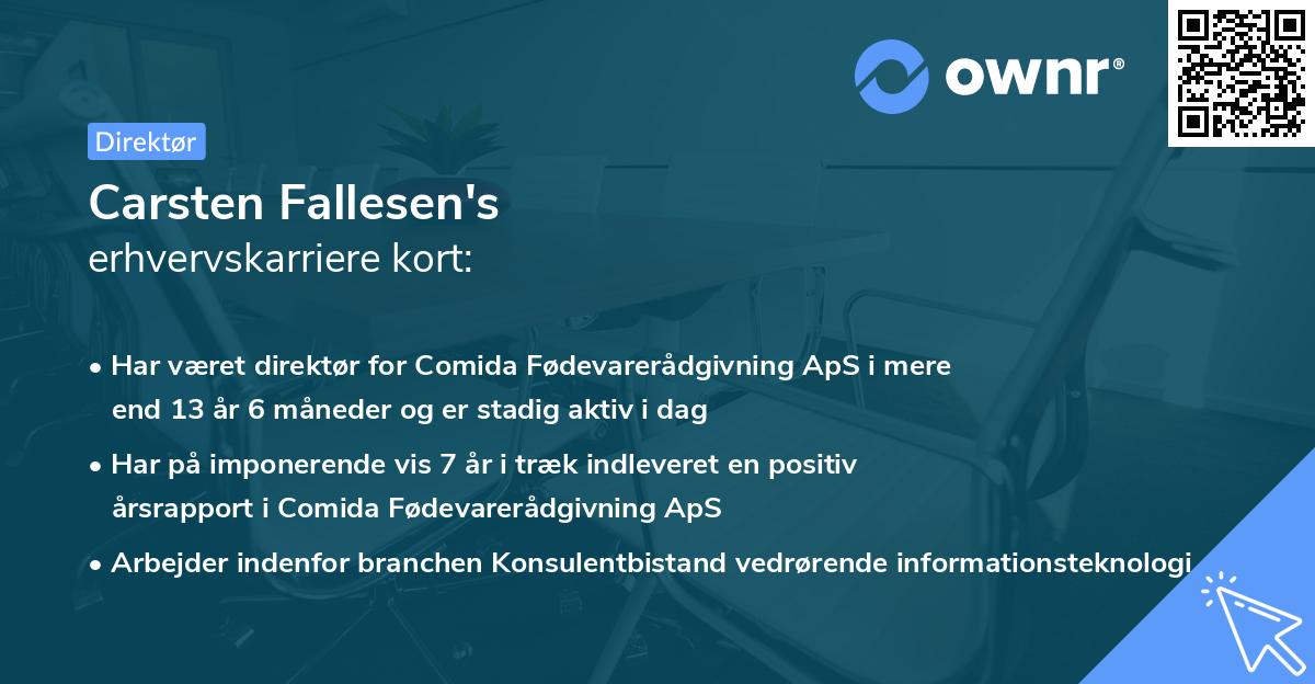 Carsten Fallesen's erhvervskarriere kort