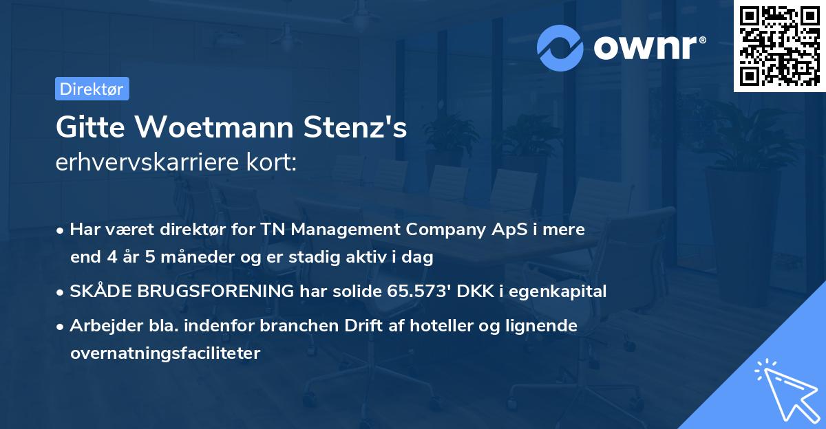 Gitte Woetmann Stenz's erhvervskarriere kort