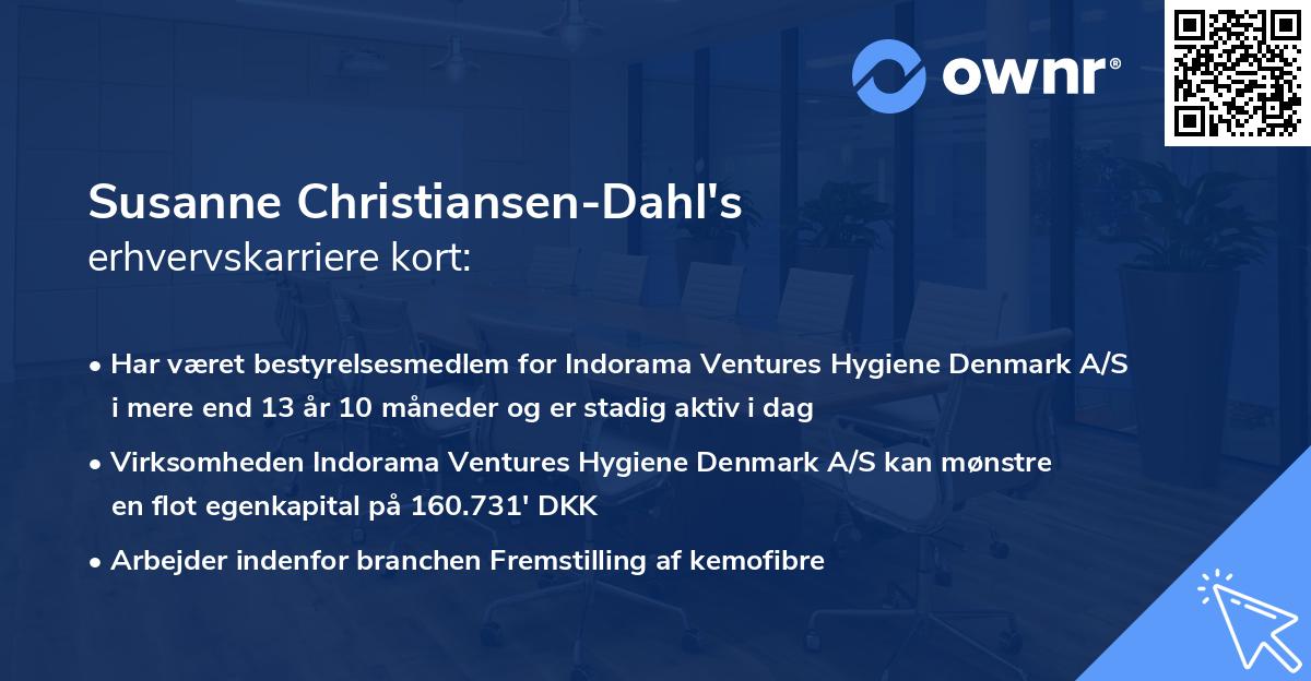 Susanne Christiansen-Dahl's erhvervskarriere kort