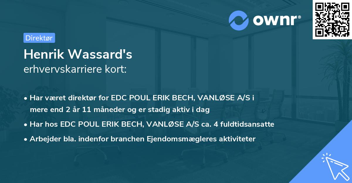 Henrik Wassard's erhvervskarriere kort