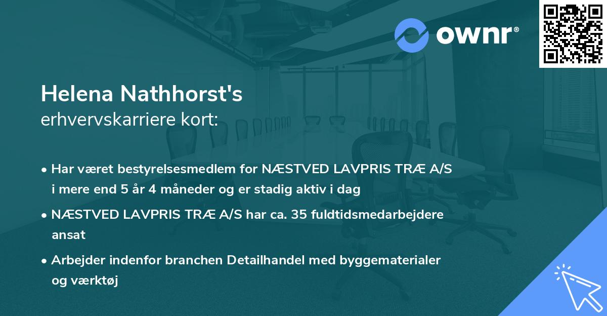 Helena Nathhorst's erhvervskarriere kort